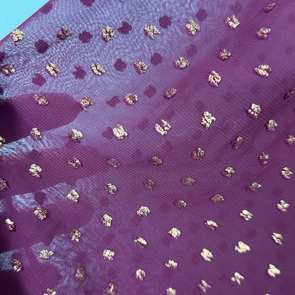 NWT Unique Vintage Burgundy & Gold Dot Giselle Wrap Top Sz 4X - Picture 5 of 10